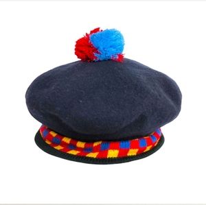Scottish Hat With Pompom Navy